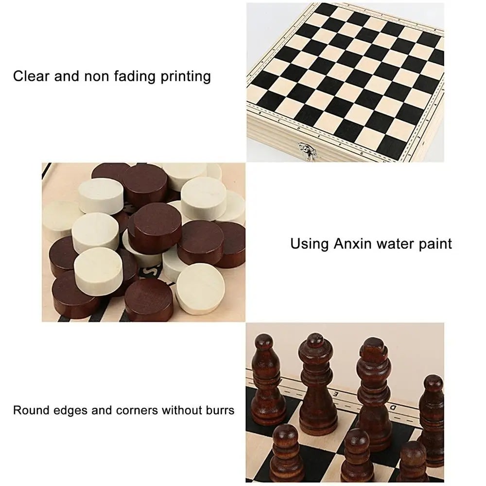 Professional Portable Winner Board Game - Wood Sling Puck Chess Checkers 